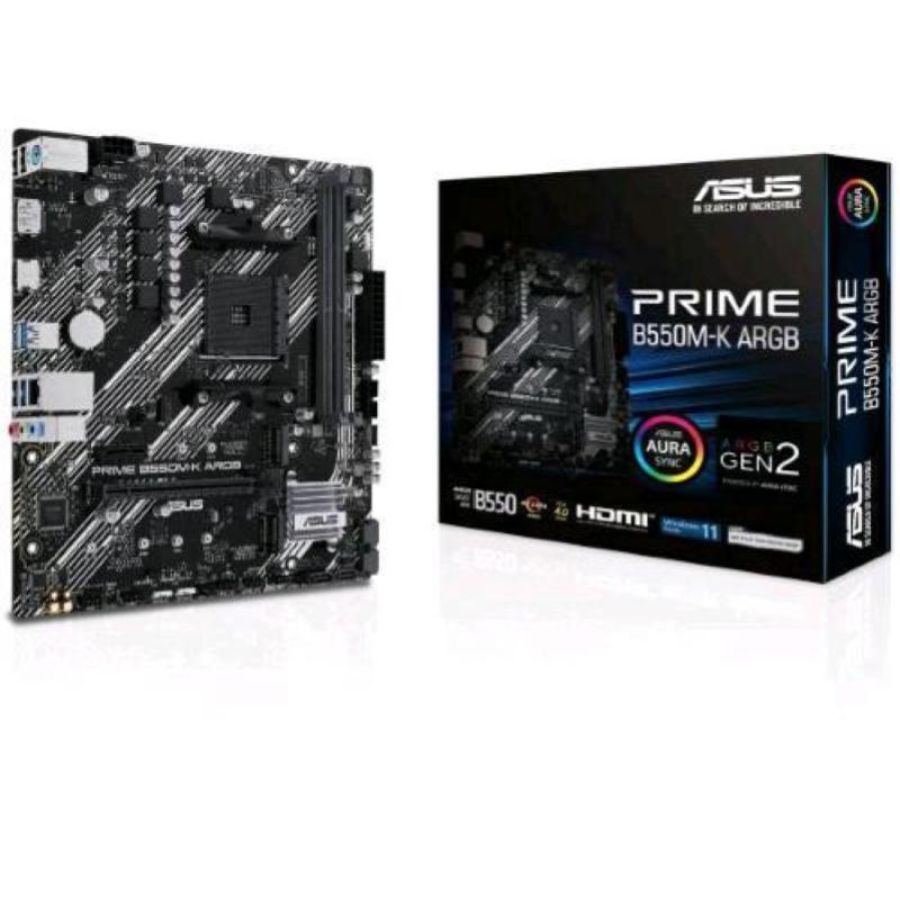 Asus prime b550m-k argb scheda madre amd b550 (ryzen am4) matx dual slot m.2 pcie 4.0 realtek 1gb ethernet