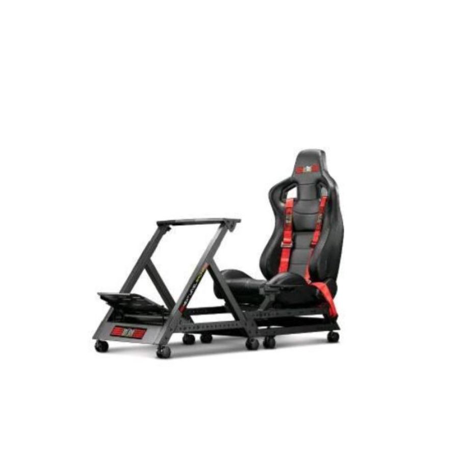Next level racing postazione di guida gttrack con supporti per volante e pedaliera regolabili in angolazione e distanza nero rosso