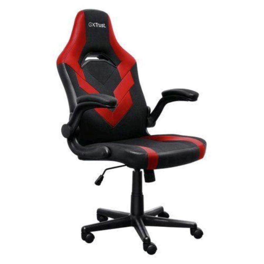 Trust gxt703 riye gaming chair sedia gaming con braccioli ribaltabili max 150 kg rosso/nero