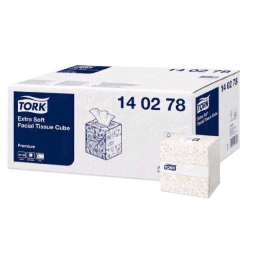 Tork veline viso extra soft cube in fibra 100 fogli 2 veli 20x21 cm bianco conf 30 pz.