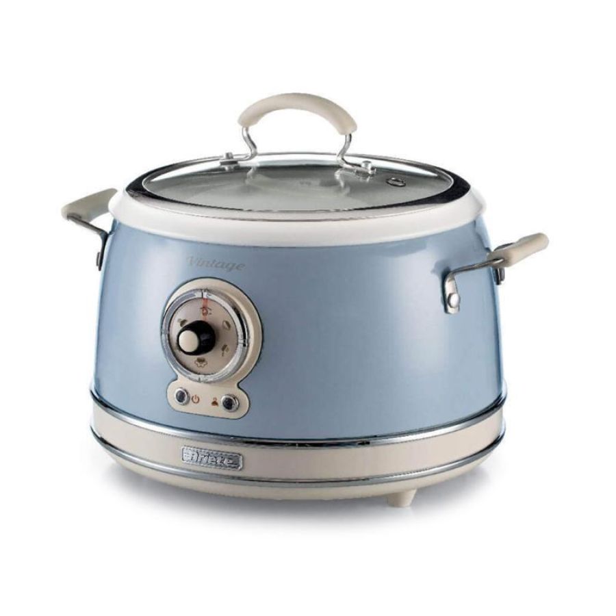 Ariete 2904/05 cuociriso vintage 700w cottura a vapore 5 funzioni di cottura 3.5 lt rivestimento in ceramica celeste