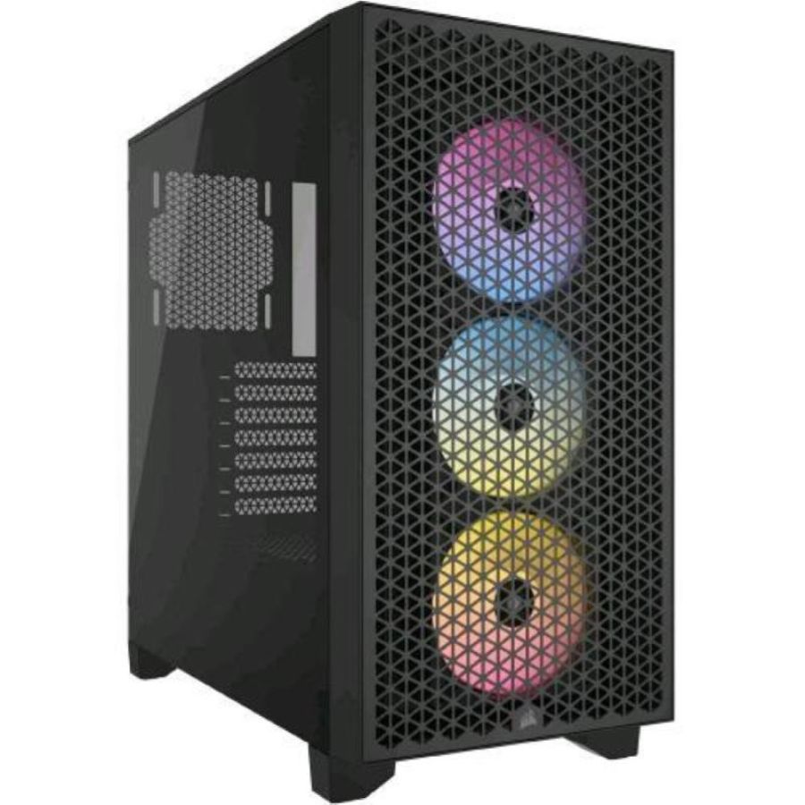 Corsair 3000d rgb airflow case per pc mid-tower vetro temperato- 3 ventole ar120 rgb - supporto di gpu a tre slot - spazio per alloggiare fino a 8 ventole da 120 mm - design con flusso d`aria elevato minitx/matx/atx nero