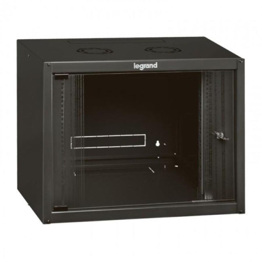 Armadio box da parete legrand 9u 492x600x450 porta in vetro ral 7016