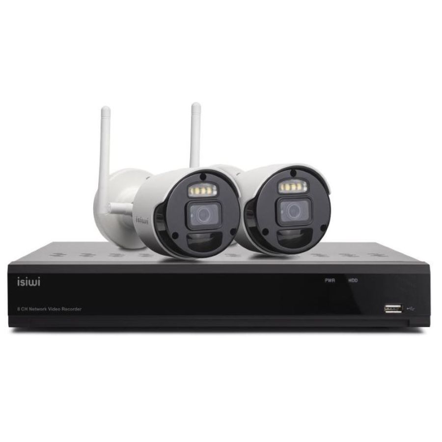 Isiwi isw-k1n8bf2mp-2 gen1 kit wireless nvr 8 canali 2 telecamere ip 1080p