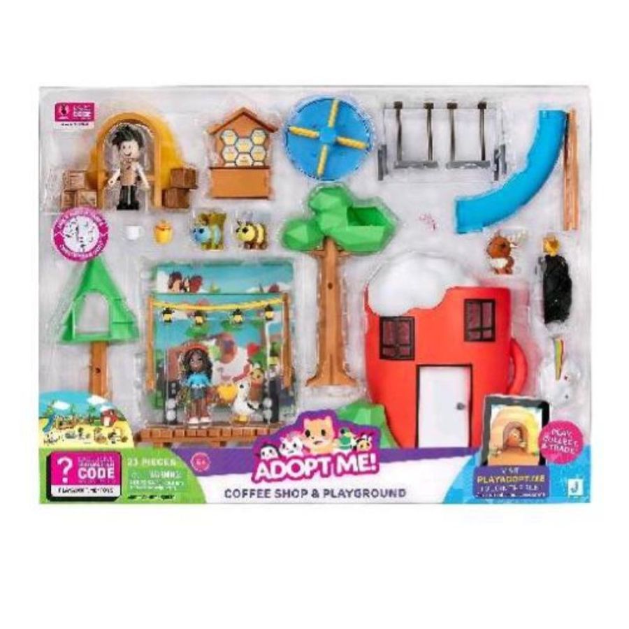 Rei toys adopt me cuccioli da amare playset coffee shop con 2 cuccioli e 1 mini doll e accessori