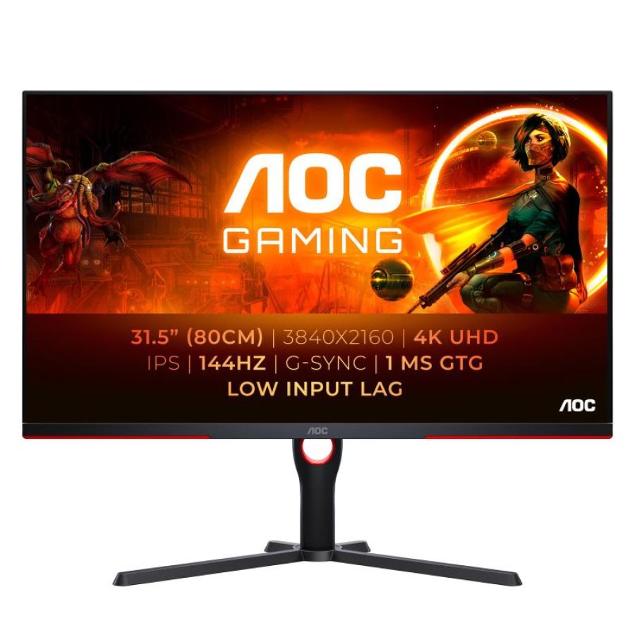 Aoc g3 31.5 led ips 4k ultra hd hdr 400 nvidia g-sync formato 16:9 contrasto 1.000:1 2xhdmi 2xdisplay port nero/rosso