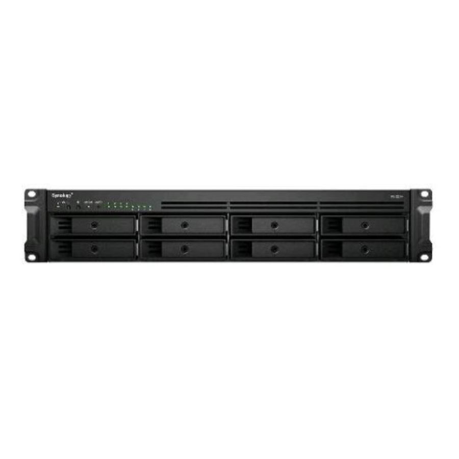 Synology rs1221+ nas chassis rack 2u amd ryzen embedded v1500b 2.2ghz ram 4gb-8 bay hdd/ssd 2.5/3.5-4xrj-45 black