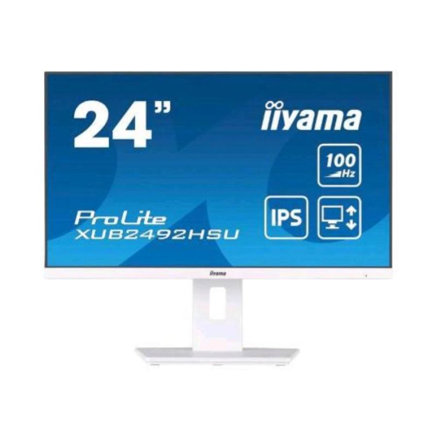 Iiyama prolite xub2492hsu-w6 23.8 led full hd ips 250 cd/mq 1300:1 0.4ms 100hz altoparlanti hdmi displayport bianco