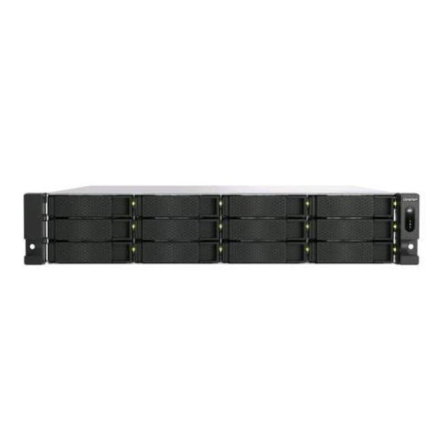 Qnap ts-h1277axu-rp nas chassis rack 2u amd ryzen 5 7000 5.1ghz ram 16gb 12 bay hdd/ssd sata ii/iii 2.5/3.5 2 slot sfp+ 6 porte lan rj-45 black