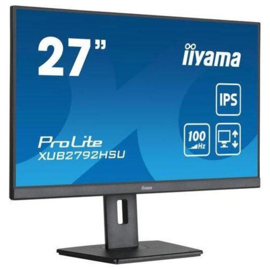 Iiyama prolite xub2792hsu-b6 27 led full hd ips 16:9 250 cd/mw contrasto 1300:1 0.4ms 100hz amd freesync altoparlanti ruotabile in verticale hub usb integrato - 1 x hdmi 1 x displayport nero