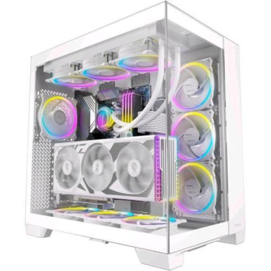 Antec c8 case full tower panneli laterali e frontale in vetro temperato e-atx/atx/itx/matx bianco