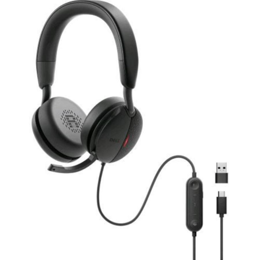 Dell wh5024 pro wired anc headset cuffie con microfono con cavo anc cancellazione del rumore usb-c ed usb-a nero