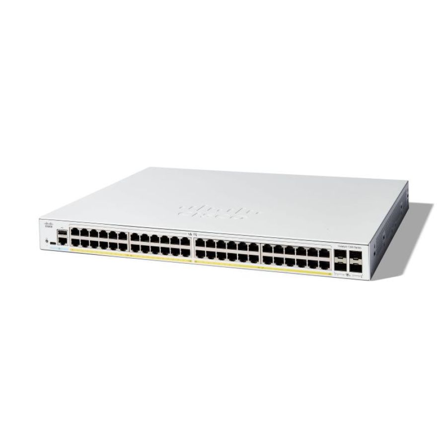 Cisco catalyst 1300-48p-4x switch gestito l3 - 48 x 10/100/1000 (poe+) + 4 x 10 gigabit sfp+ poe+ (375 w) montabile su rack