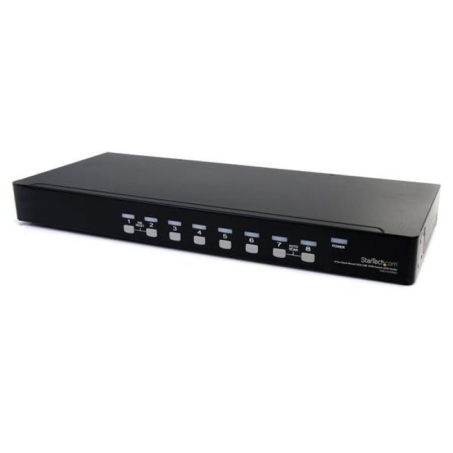 Startech switch kvm rack 1u 8 porte video vga 8 uscite cuffia jack 3.5mm 8 entrate microfono jack 3.5mm 2xusb-a black