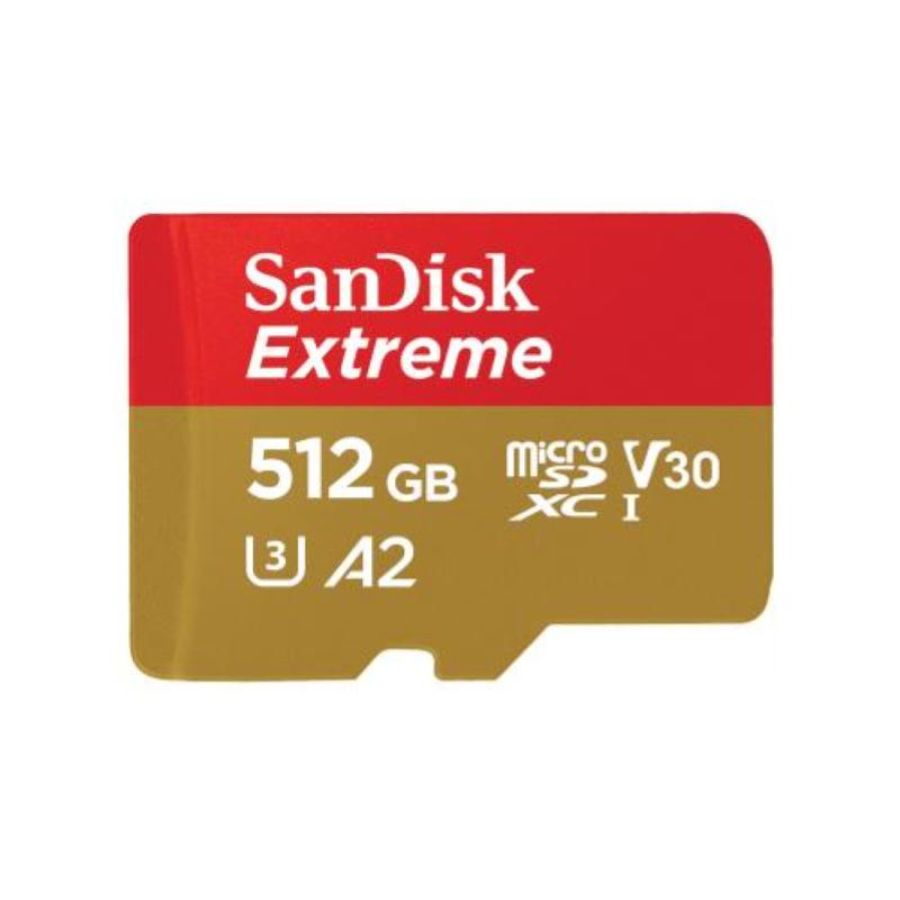Sandisk extreme microsdxc 512gb+sd adapater 190mb/s 130mb/s a2 c10 oro rosso
