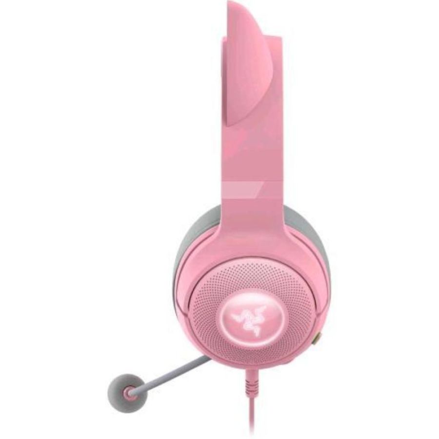 Razer kraken kitty v2 cuffie rgb cablate con orecchie da gatto illuminazione reattiva allo streaming microfono cardioide hyperclear driver triforce da 40 mm rosa