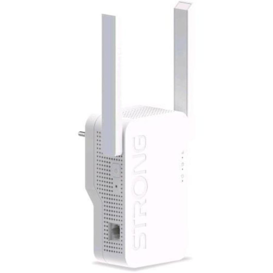 Strong repeater ax 3000 wireless extender dual band 2.4/5ghz wi-fi 6 fino a 3000 mbit/s 1 porta gigabit funziona attraverso la rete elettric e con qualsiasi modem o router bianco