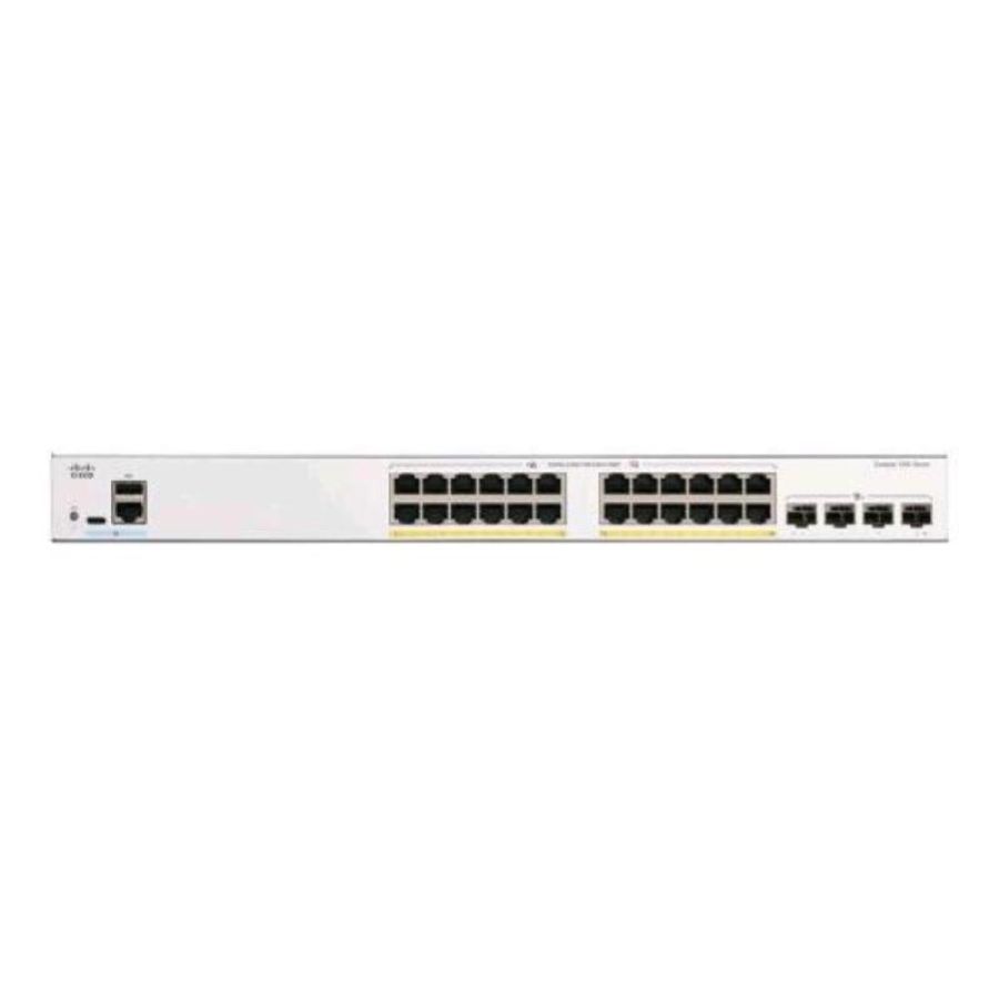 Cisco catalyst 1200-24fp-4x switch gestito l3 - 24 x 10/100/1000 (poe+) + 4 x 10 gigabit sfp+ poe+ (375 w) montabile su rack bianco