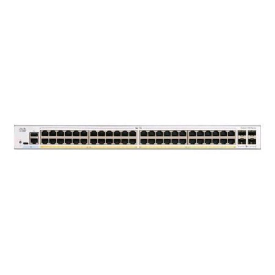 Cisco catalyst 1200-48p-4x switch gestito l3 - 48 x 10/100/1000 (poe+) + 4 x 10 gigabit sfp+ - poe+ (375 w) montabile su rack bianco