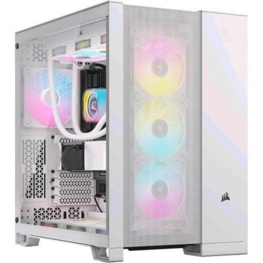 Corsair 6500d airflow midi tower pannello laterale in vetro temperato minitx/matx/atx/e-atx bianco