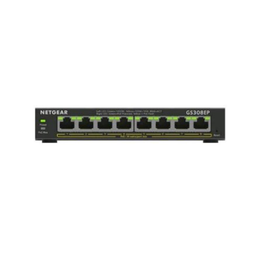 Netgear gs308ep-100pes switch gestito l2/l3 8 x 10/100/1000 poe+ 62 w desktop