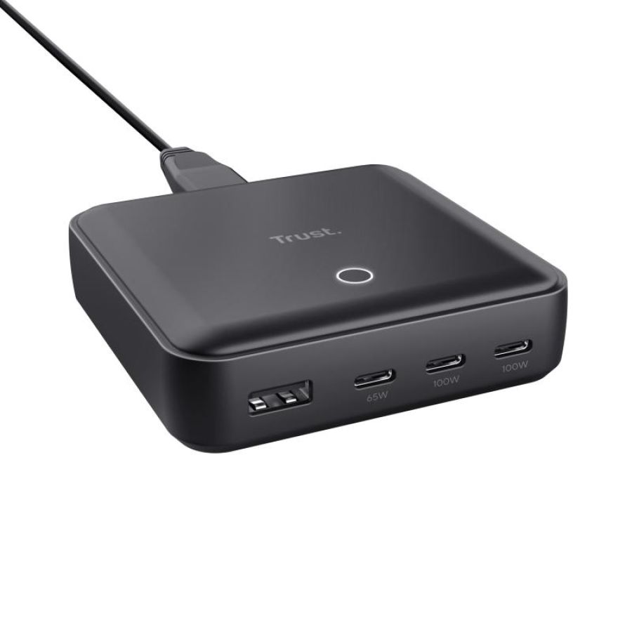 Trust maxo 100 desktop charger caricabatterie da tavolo pd 100 w 4 porte - 3 x usb-c 1 x usb-a nero