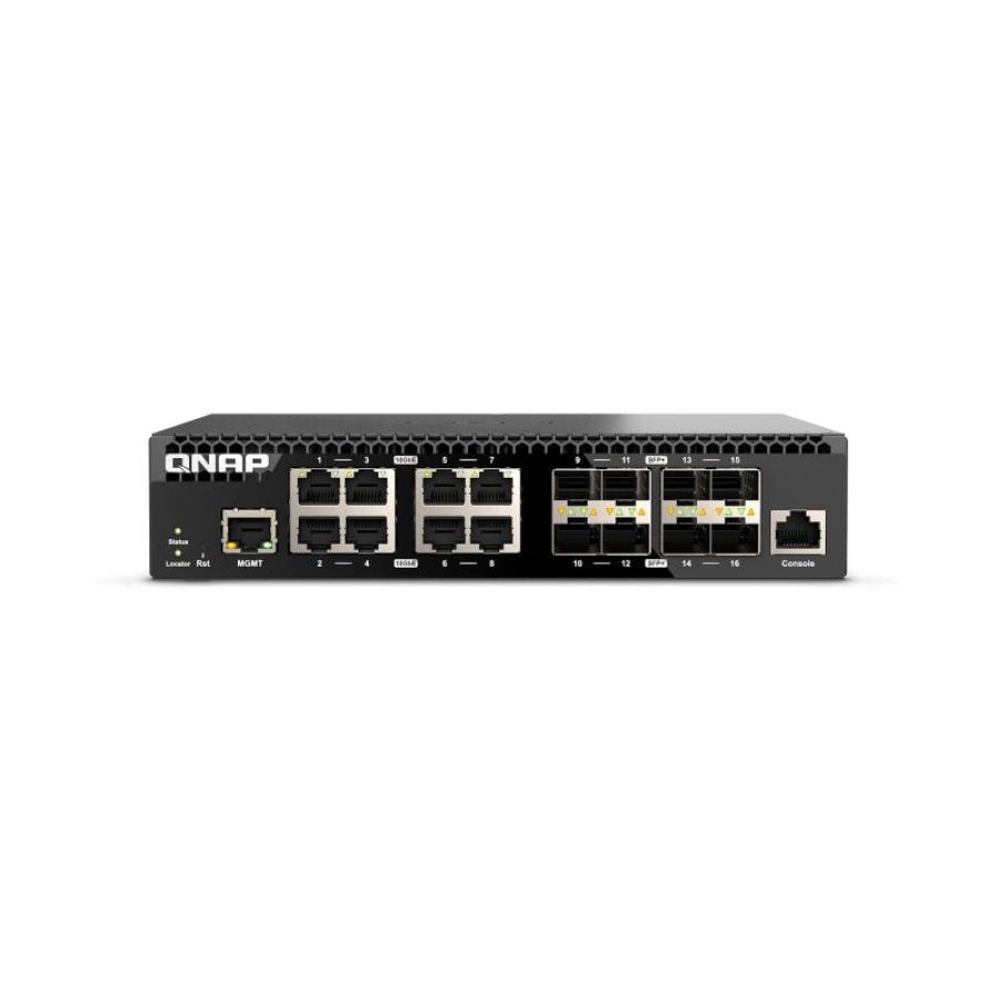 Qnap qsw-m3216r-8s8t switch gestito 8 x 100-1000-2.5g-5g-10gbase-t 8 x 10gb ethernet sfp montabile su rack