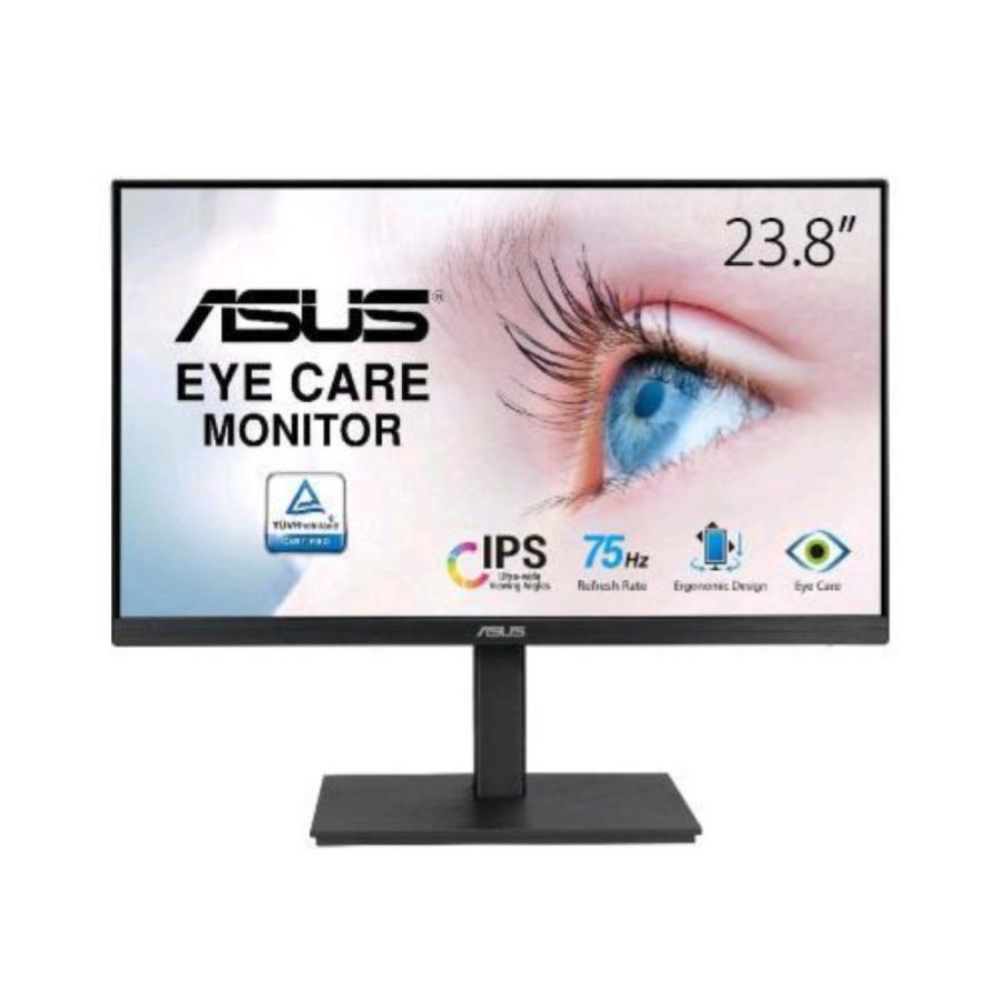 Asus va24eqsb 23.8 led ips full hd 16:9 75hz 5ms contrasto 1000:1 low blue light vga hdmi displayport 2xusb black