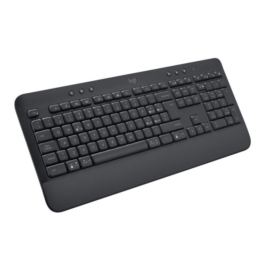 Logitech signature k650 tastiera wireless bluetooth o ricevitore usb logi bolt con poggiapolsi querty italiano graphite
