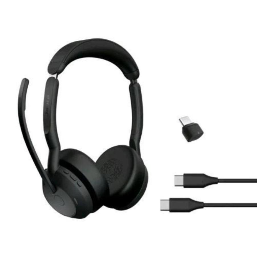 Jabra evolve2 55 ms link 380c cuffia wireless bluetooth con microfono a padiglione per ufficio black