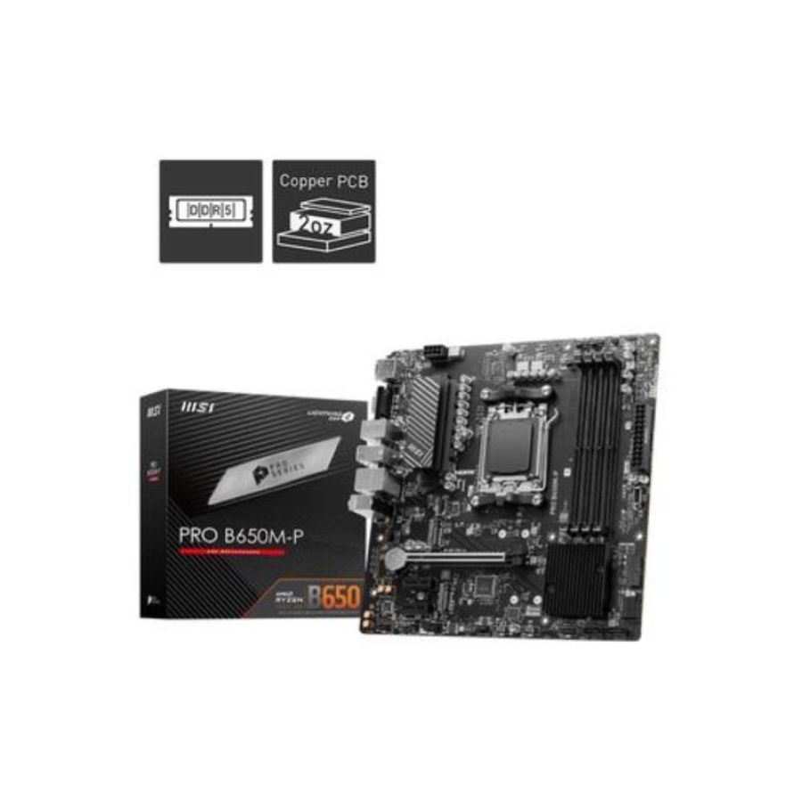Msi scheda madre pro b650m-p micro atx supporta processori amd ryzen 7000 am5 - ddr5 memory boost 6000mhz-oc 1 pcie 4.0 x16 2 m.2 gen4 2.5g lan