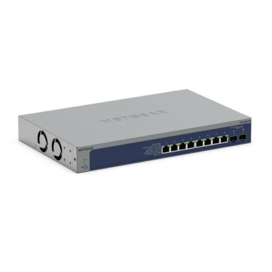 Netgear xs508tm-100eus switch gestito 8 x 10/25 gigabit ethernet + 2 x 10 gb ethernet sfp+ (uplink) desktop montabile su rack