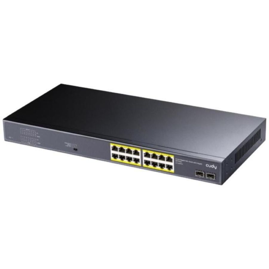 Cudy gs1020ps2 switch di rete 16 porte gigabit poe+ 2 sfp rack nero ethernet