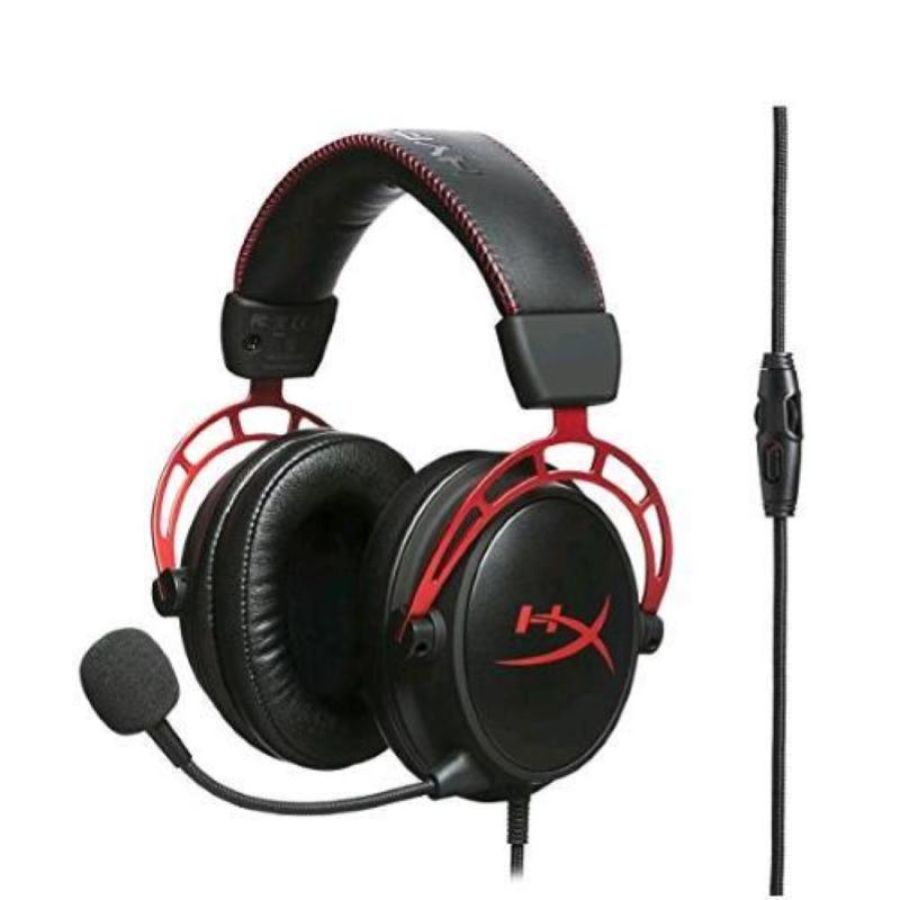 Hyperx cloud alpha cuffie gaming a padiglione over-ear con controlli audio e microfono compatibile con pc ps4 xbox one e piattaforme con ingresso da 3.5 mm black red