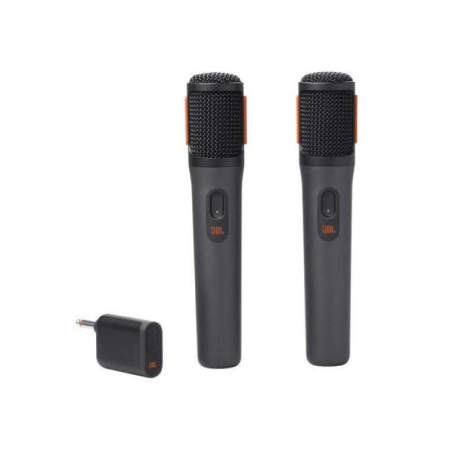 Jbl wireless microphone, set con 2 microfoni wireless e ricevitore wireless uhf a 2 canali ricaricabile, pattern polare cardioide, compatibili con diffusori jbl partybox, incluse batterie aa, nero