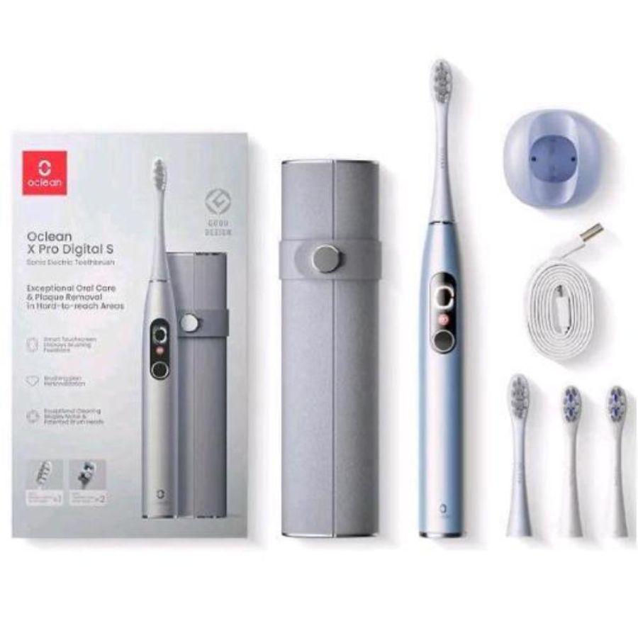 Oclean oclea x pro spazzolino elettrico ricaricabile digital 3 programmi setole dupont diamont tecnologia ai con 4 testine silver