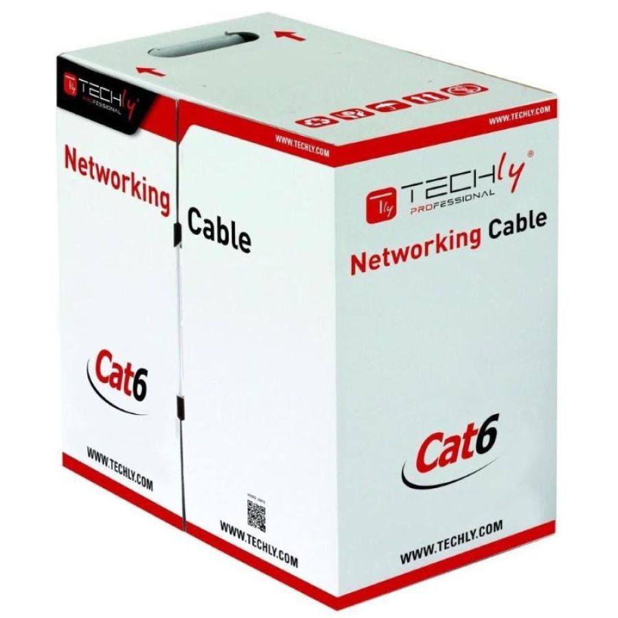 Techly matassa cavo utp rj45 cat 6 grigio rigido 305metri retail