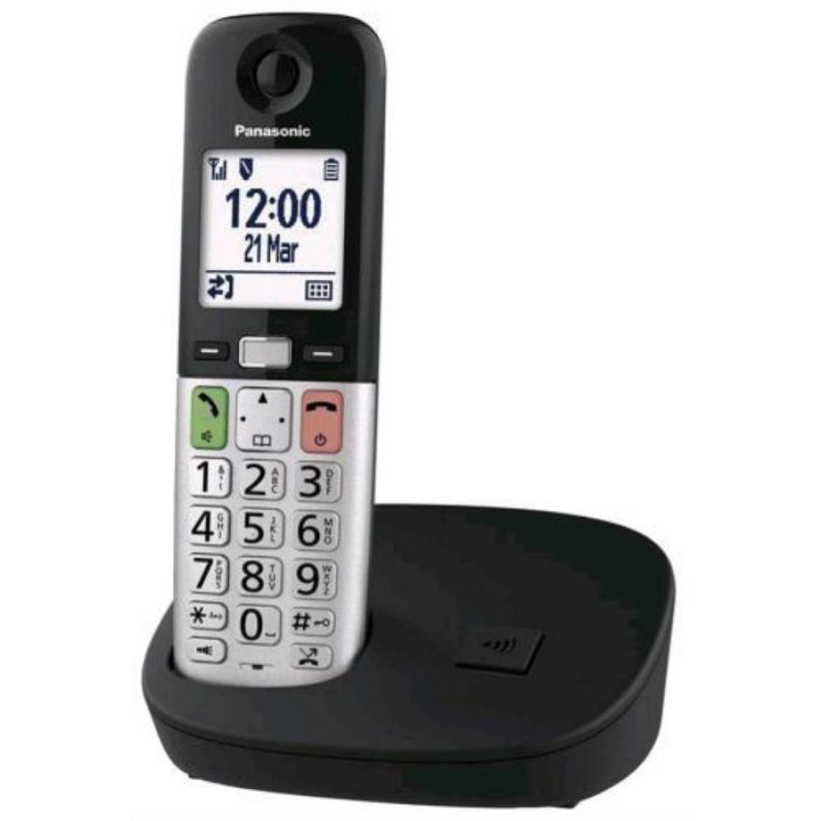 Panasonic kx-tgu410exb cordless dect senior tasti grandi nero silver