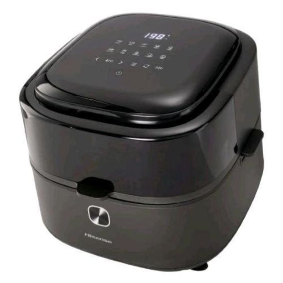 Hisense haf1350dr friggitrice ad aria 1350w 6.7 lt miscelazione automatica 10 programmi timer digitale display led con finestra nero