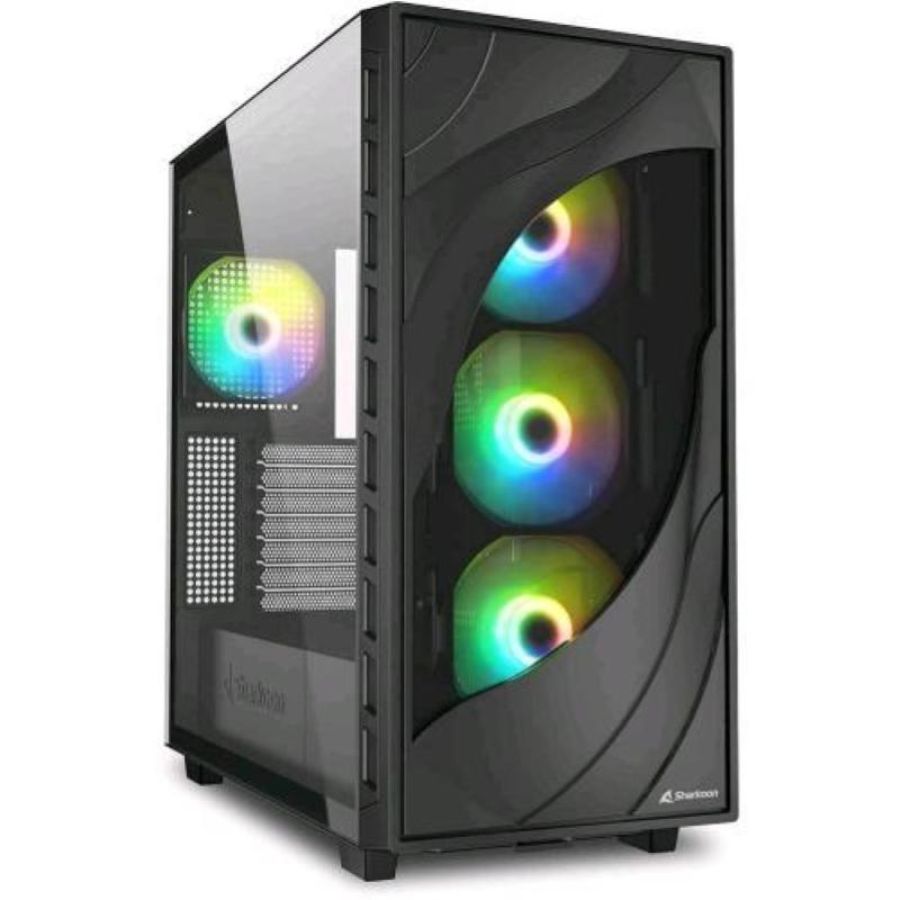 Sharkoon rebel c80g rgb case gaming con frontale e laterale in vetro temperato illuminazione rgb nero
