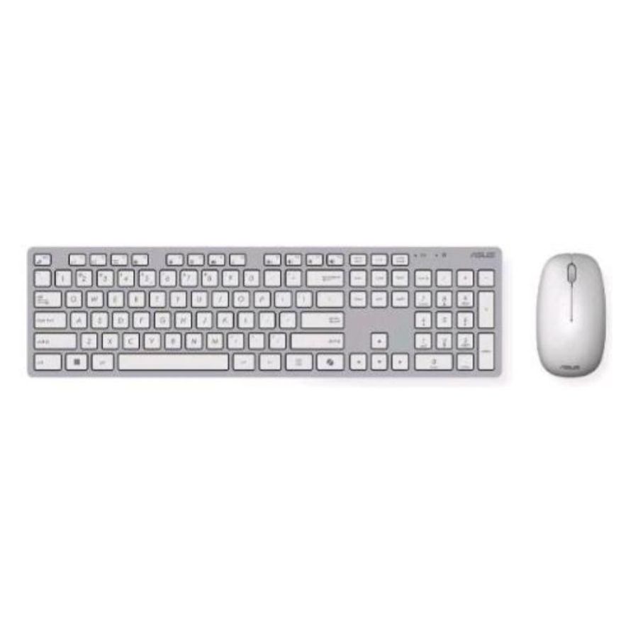 Asus w5000 kit tastiera wireless ultrasilent 13 tasti dedicati tasto copilot layou it + ottico wireless 16.000 dpi argento bianco