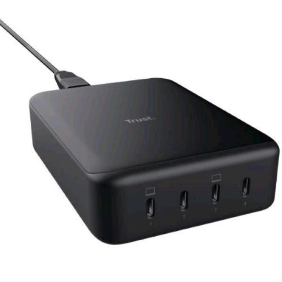 Trust maxo 240 desktop charger caricabatterie da tavolo gan pd 240 w 4 porte - 4 x usb-c nero