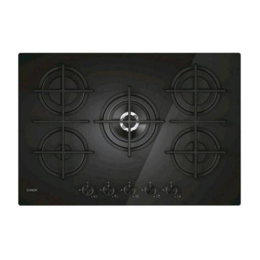 Candy cvg74wtb piano cottura a gas 5 fuochi 75 cm piano in acciaio inox nero
