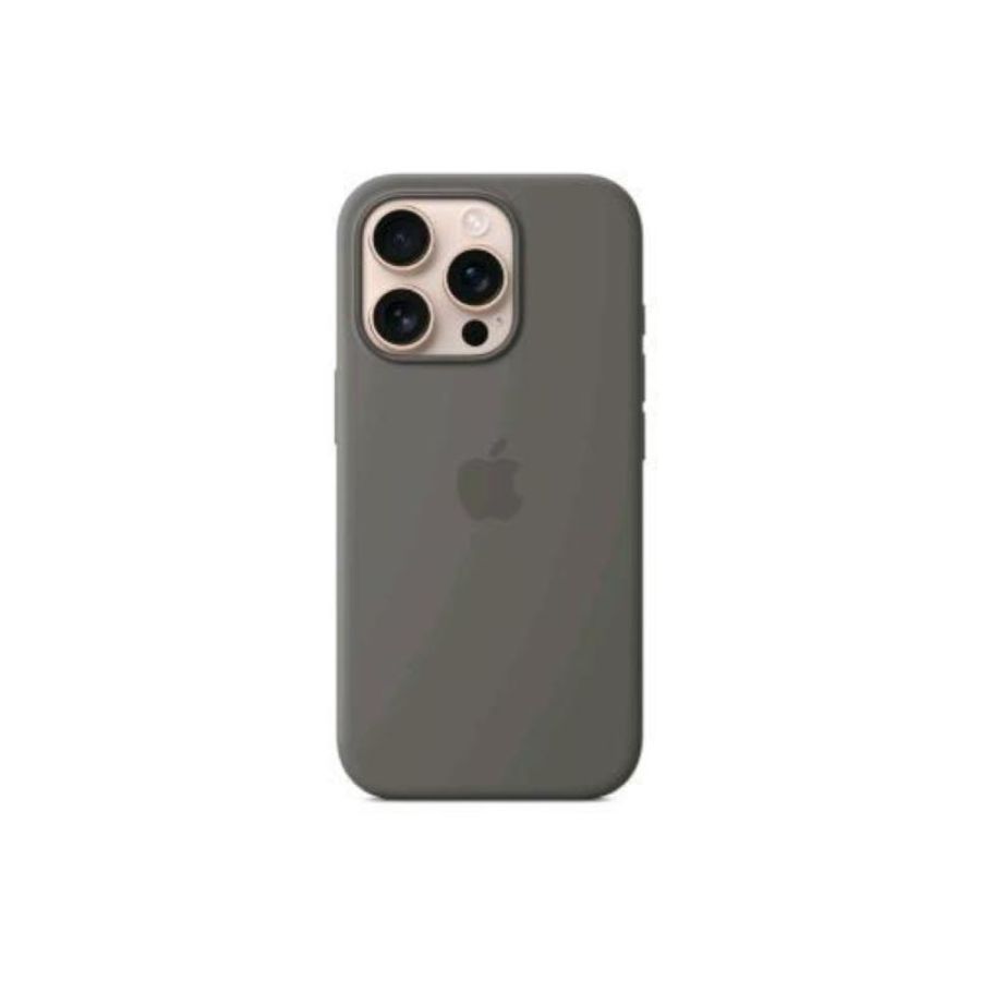 Apple iphone 16 pro silicone case cover magsafe in silicone stone grey