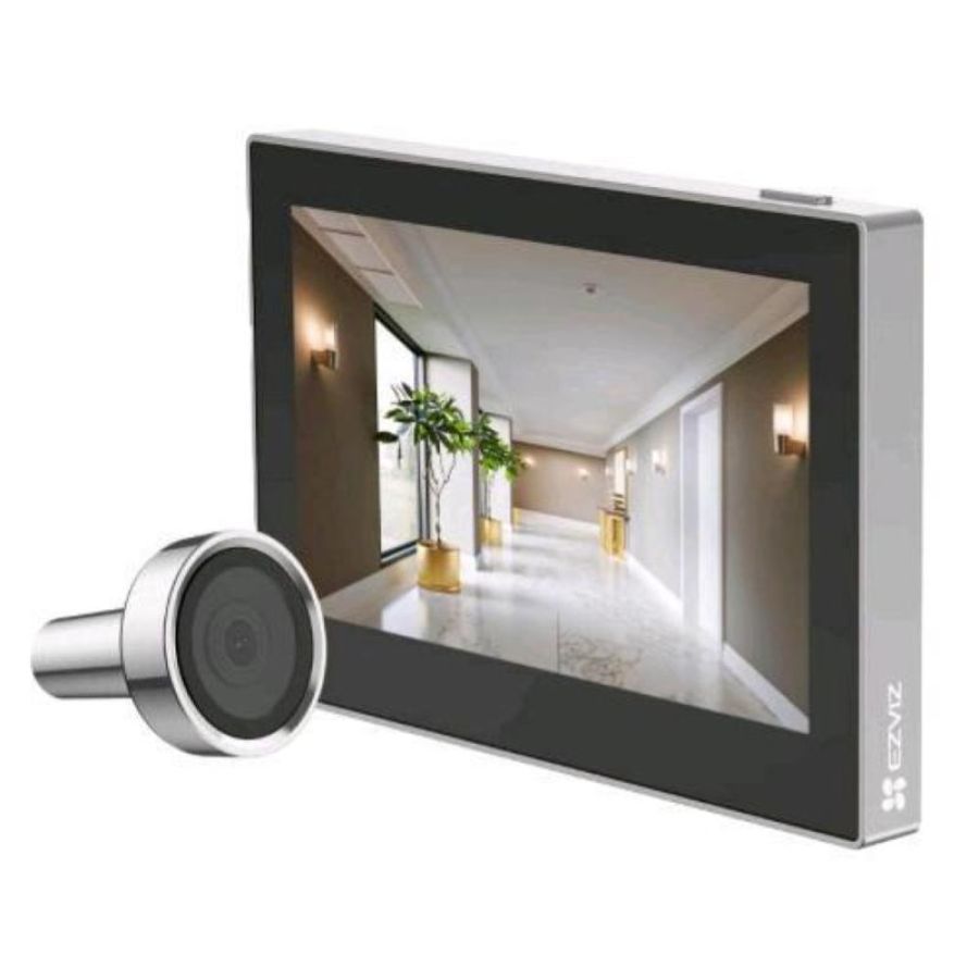 Ezviz hp2 spioncino porta d` ingresso 2 mpx 15 fps wi-fi con schermo da interno 4.3 batteria ricaricabile 2200mah nero argento