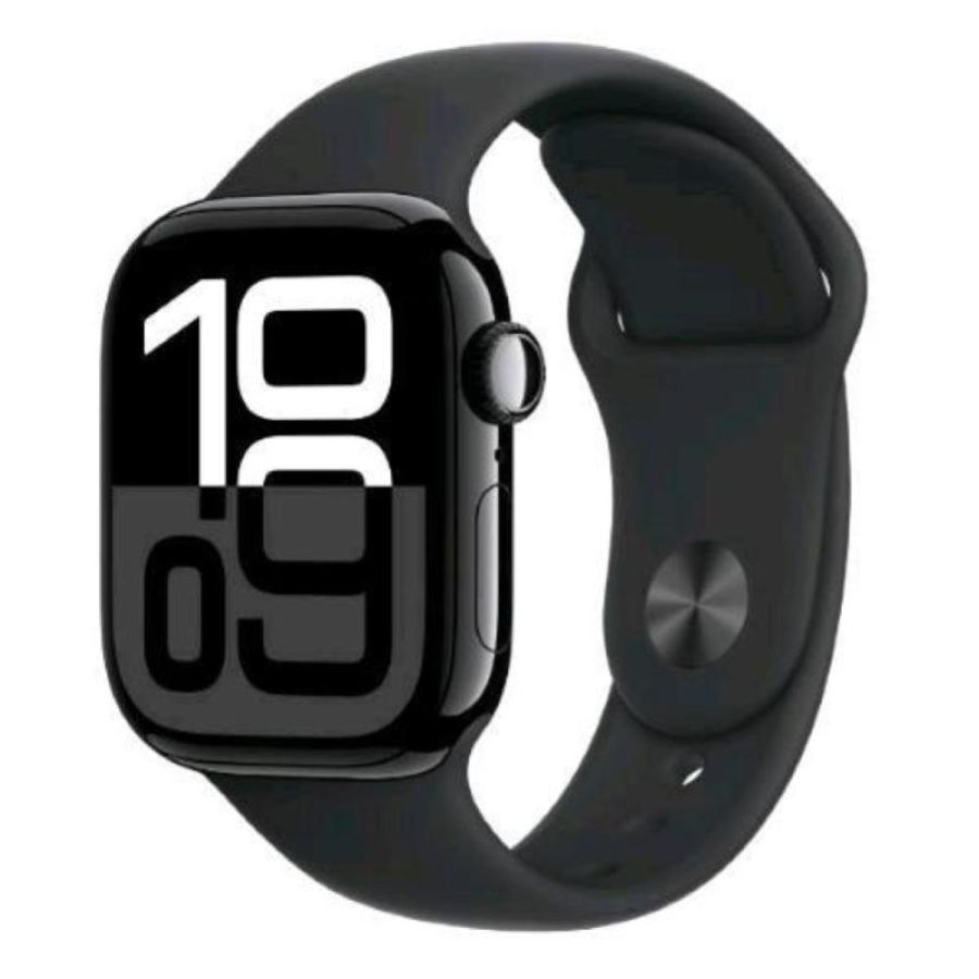 Apple watch series 10 gps 46mm cassa in alluminio jet black cinturino sport nero - s/m