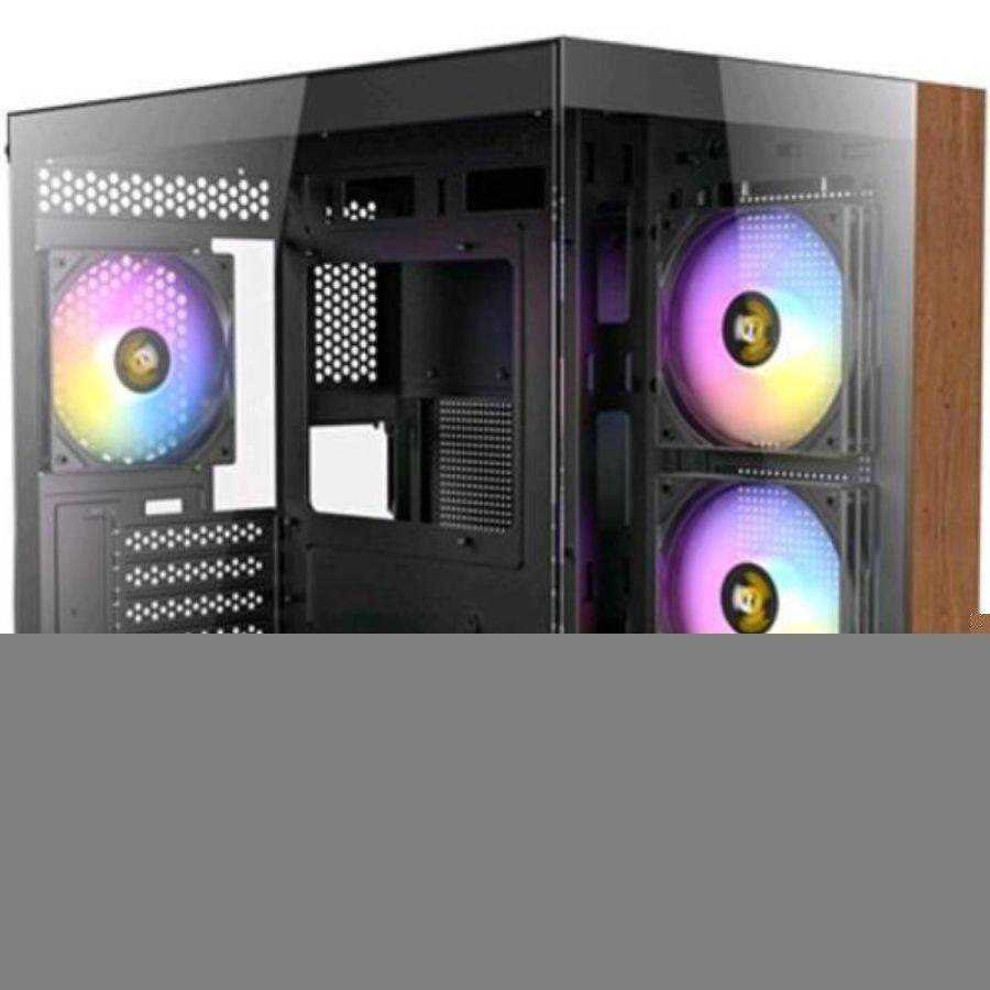 Antec cx600m wood argb cabinet midi tower gaming design a doppia camera pannello frontale e laterale in vetro temperato senza cuciture inserto laterale in legno marrone case nero