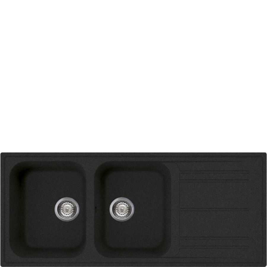 Smeg lavello reversibile due vasche e gocciolatoio nero lz116a2