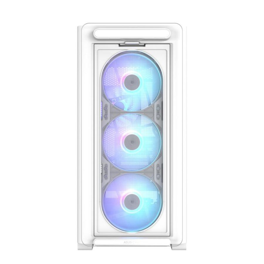 Asus a23 plus tg argb white case micro-atx, supporto per schede madri con connettori nascosti, radiatori da 360mm e schede grafiche da 380mm 4 ventole argb preinstallate bianco