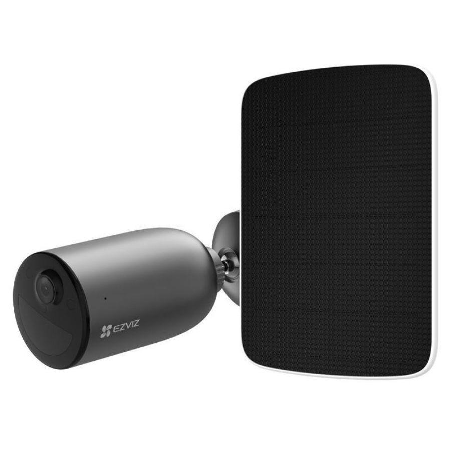 Kit ezviz eb3 + pannello solare telecamera di sicruezza da esterno a batterie 2k ip65 wi-fi visione notturna difesa attiva sensore movimento ai custom vocal alert + pannello solare usb-c per ricarica